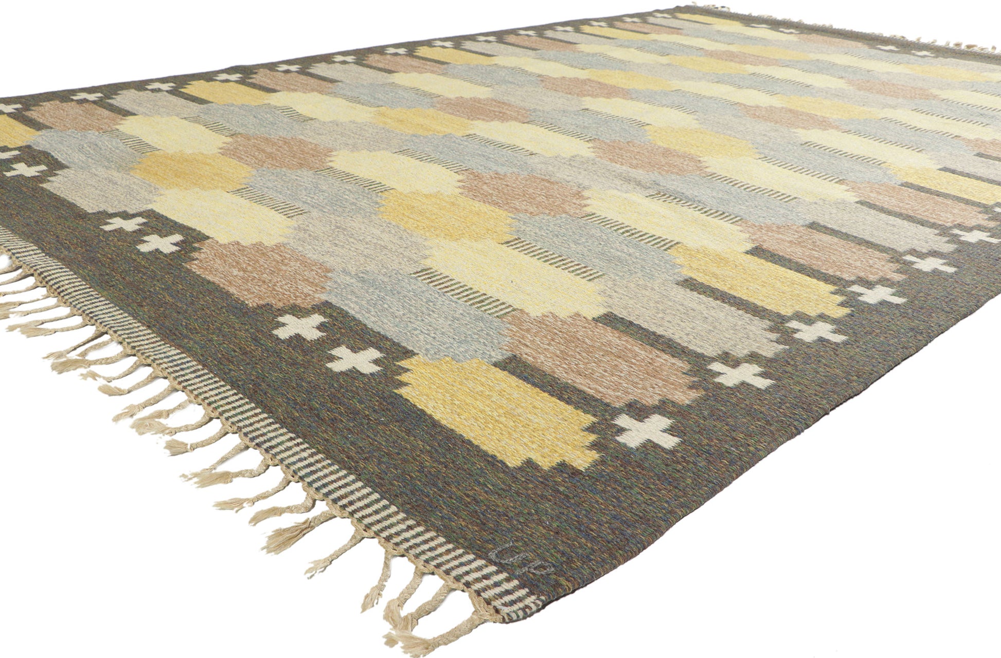 ​7 x 10 Ulla Parkdal Vintage Swedish Rollakan Rug 78475