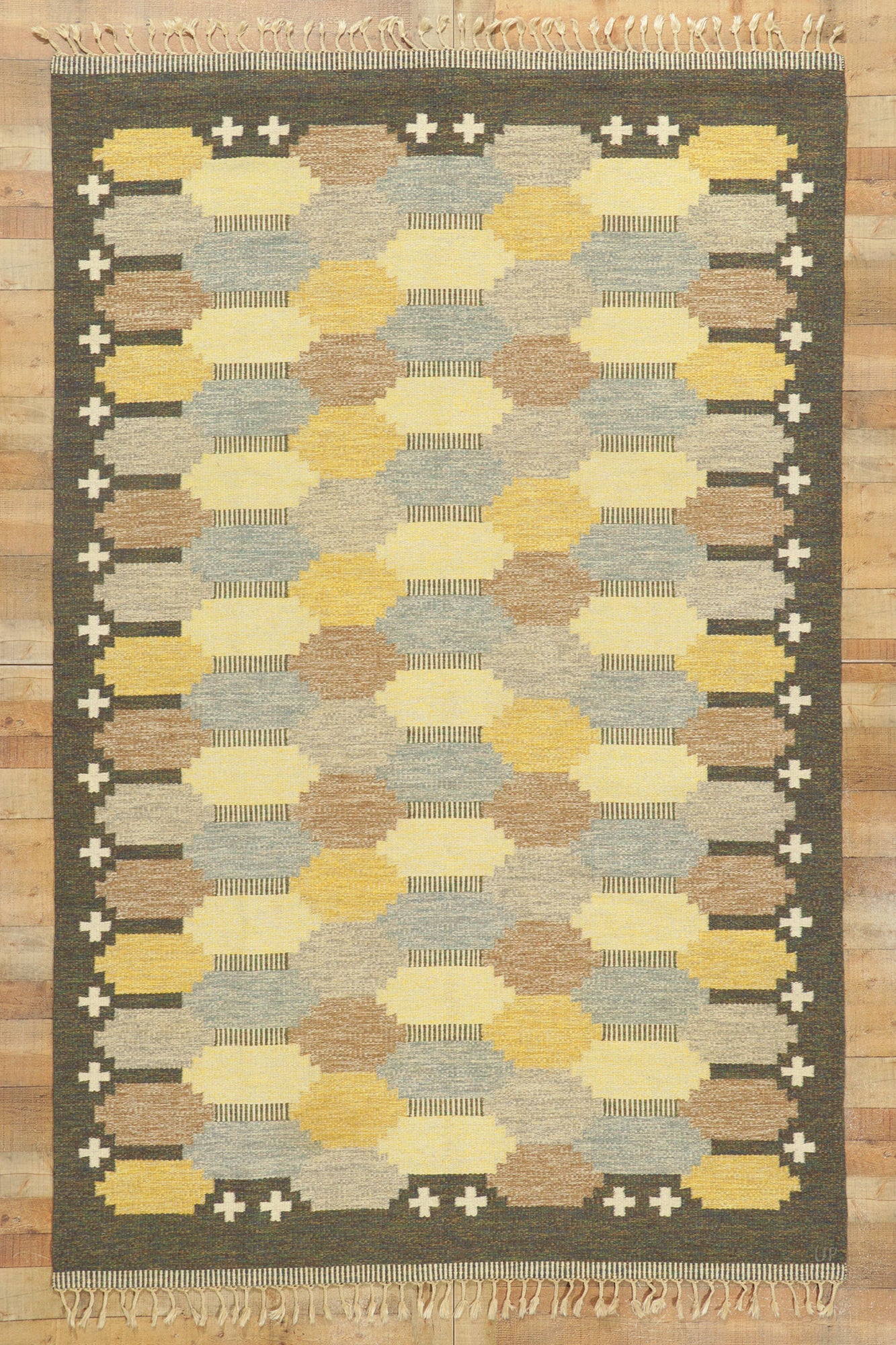 ​7 x 10 Ulla Parkdal Vintage Swedish Rollakan Rug 78475