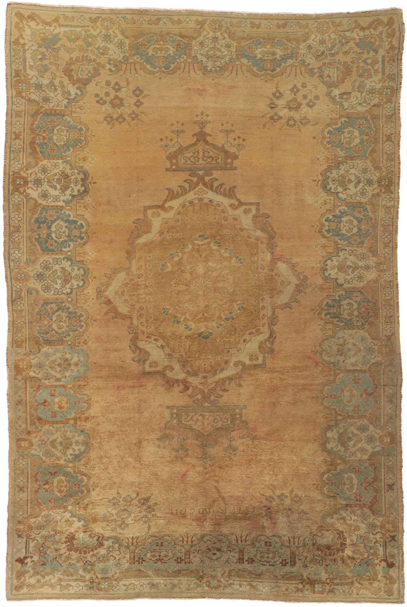 7 x 10 Vintage Turkish Oushak Rug 73755