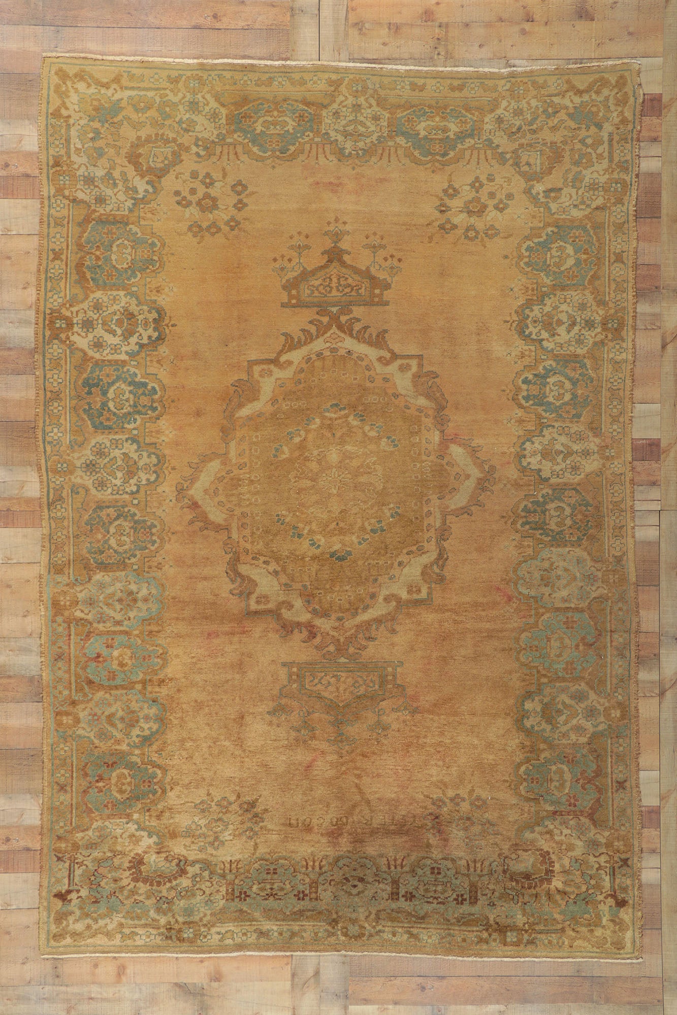 7 x 10 Vintage Turkish Oushak Rug 73755
