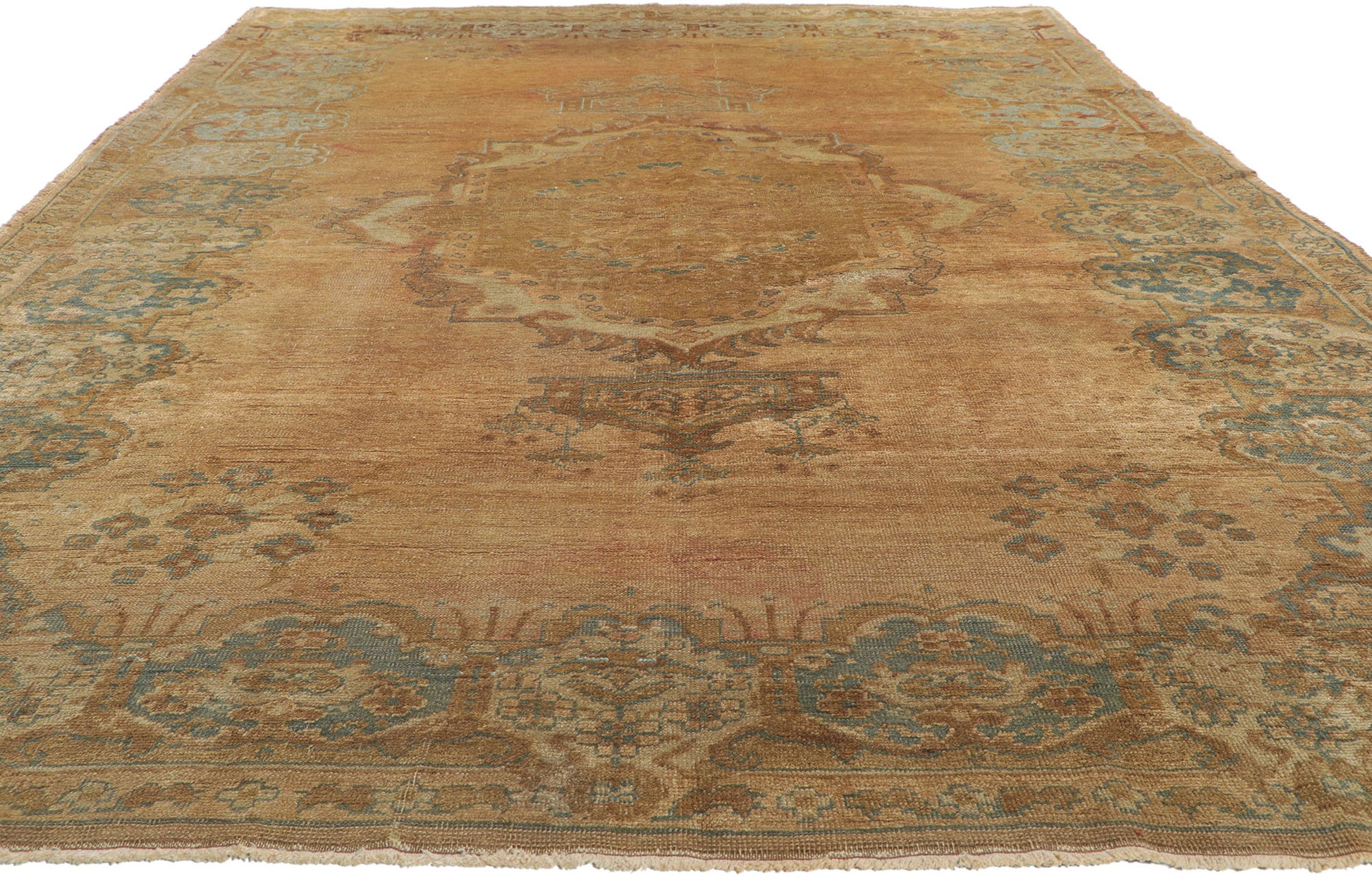 7 x 10 Vintage Turkish Oushak Rug 73755