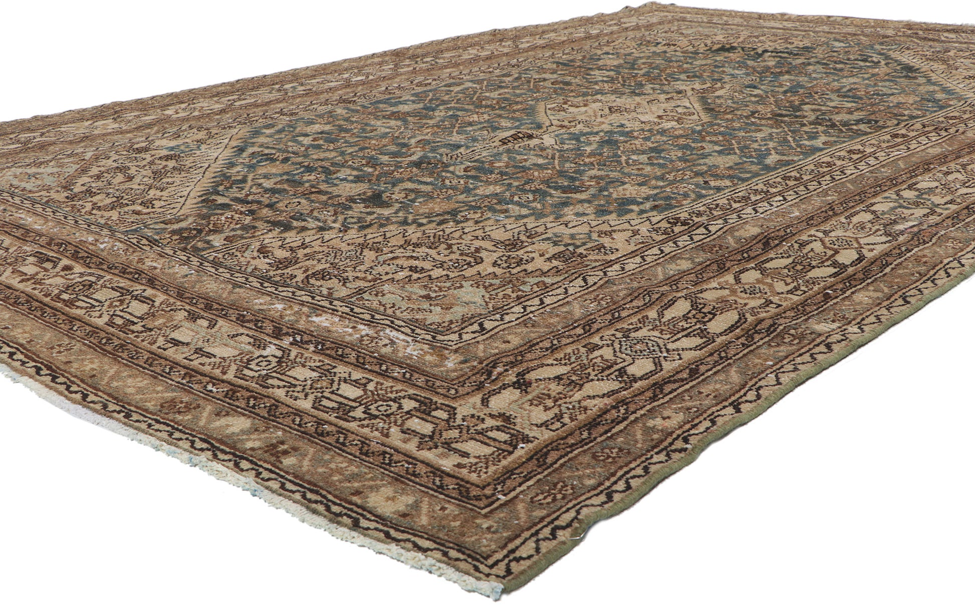 7 x 11 Distressed Antique Persian Hamadan Rug 60965