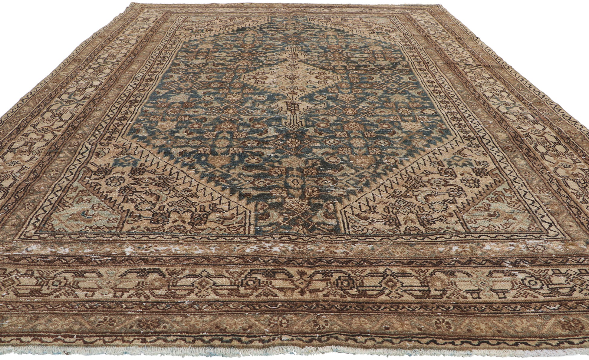 7 x 11 Distressed Antique Persian Hamadan Rug 60965