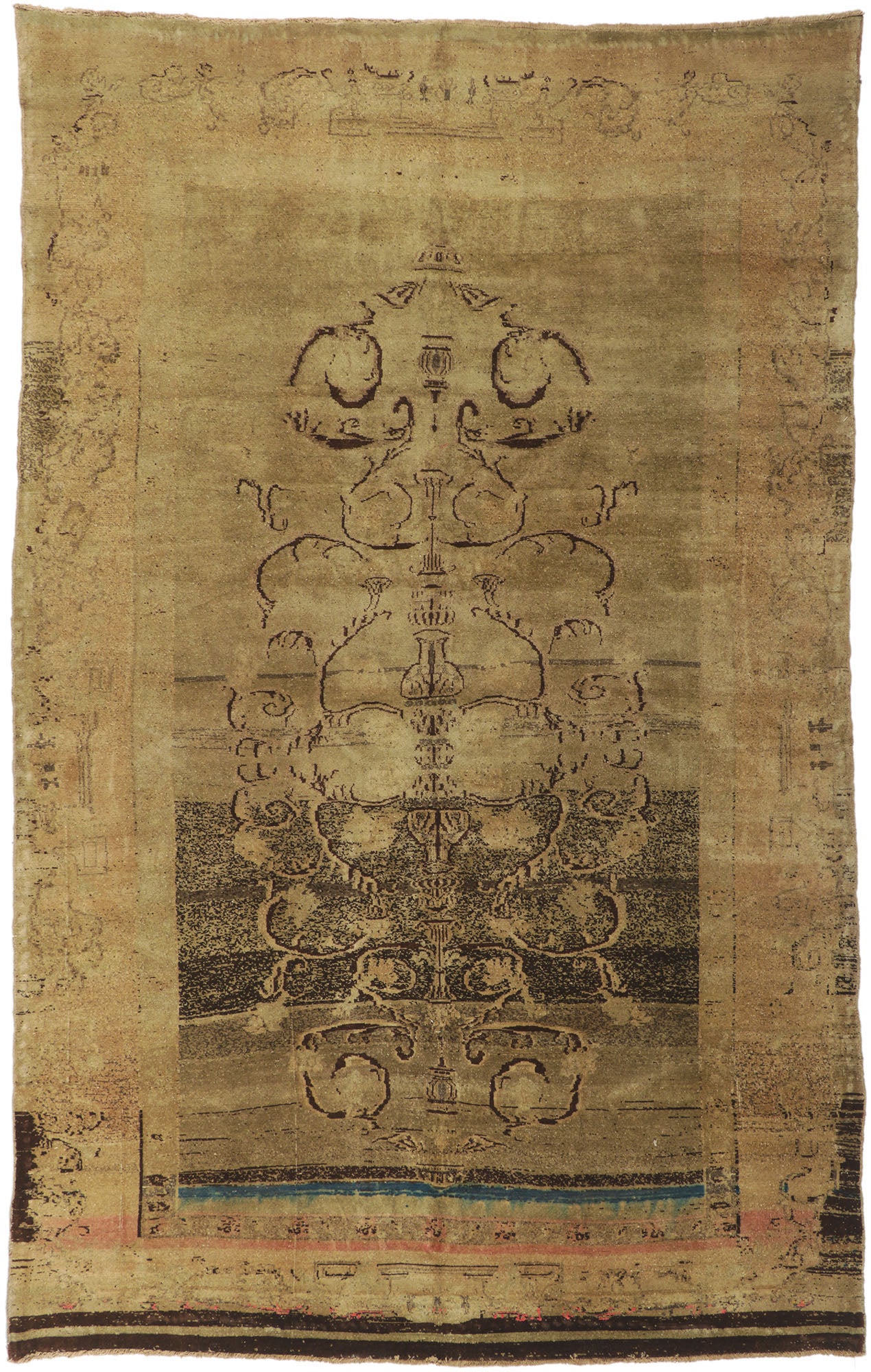 7 x 11 Vintage Turkish Oushak Rug 51454
