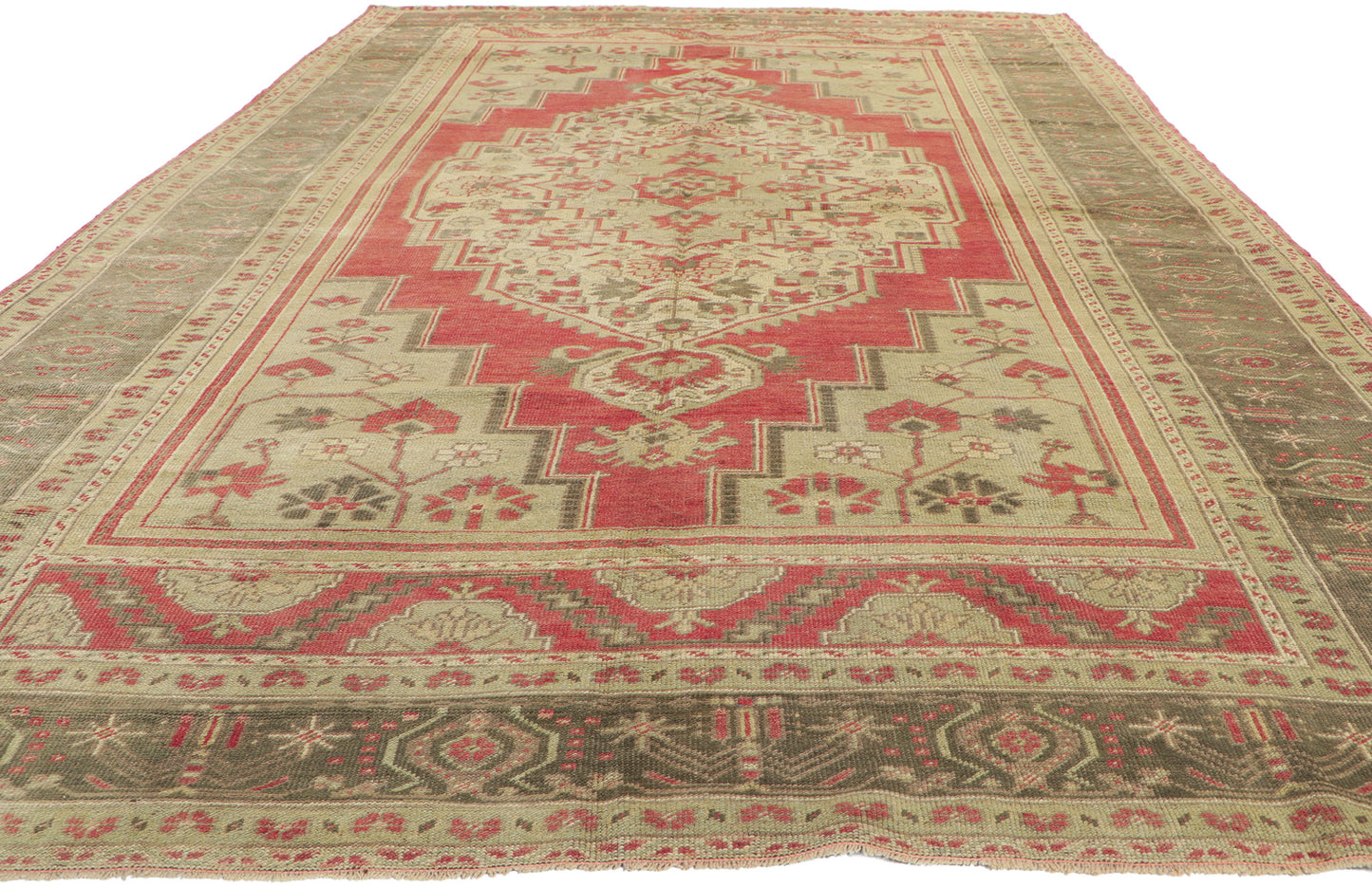 7 x 11 Vintage Turkish Oushak Rug 51367