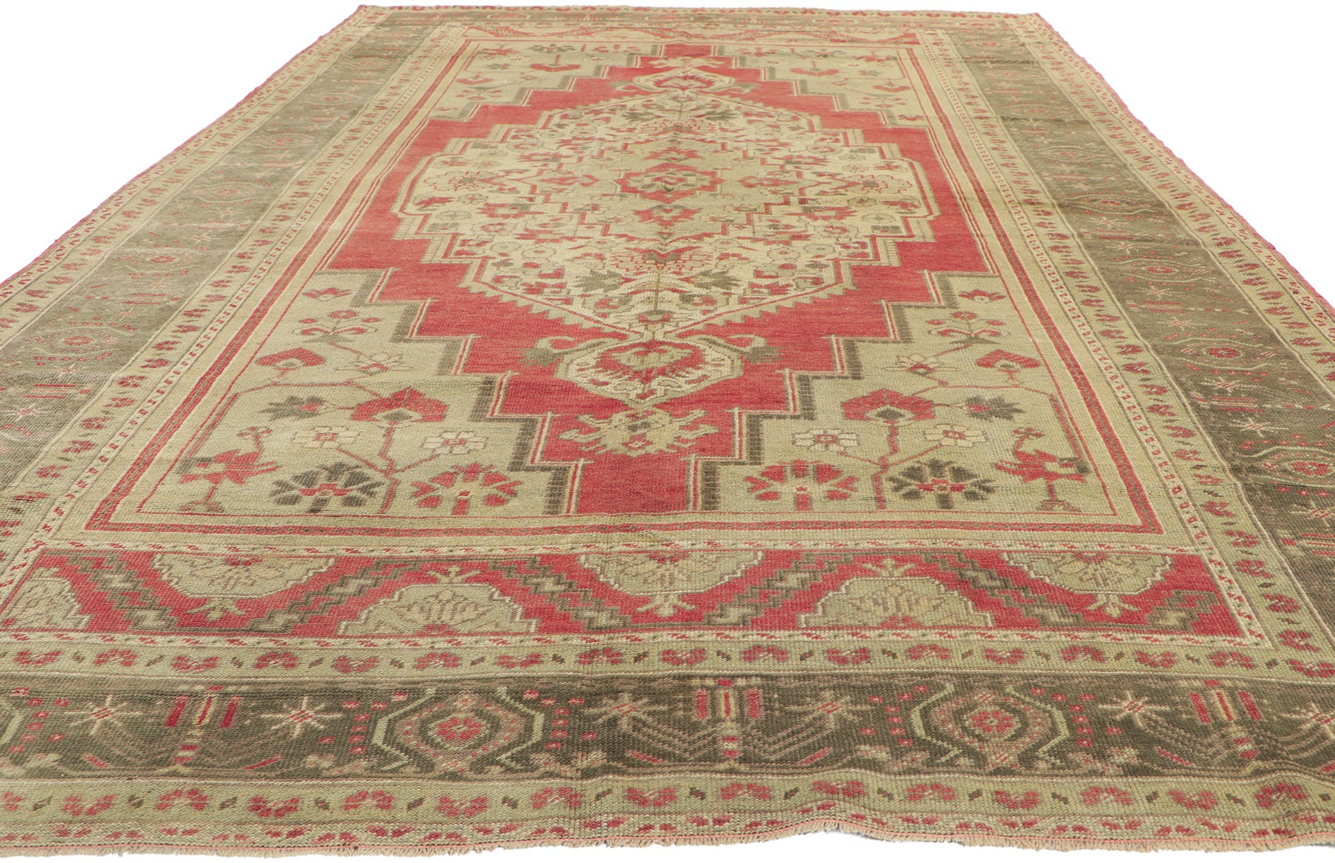 7 x 11 Vintage Turkish Oushak Rug 51367