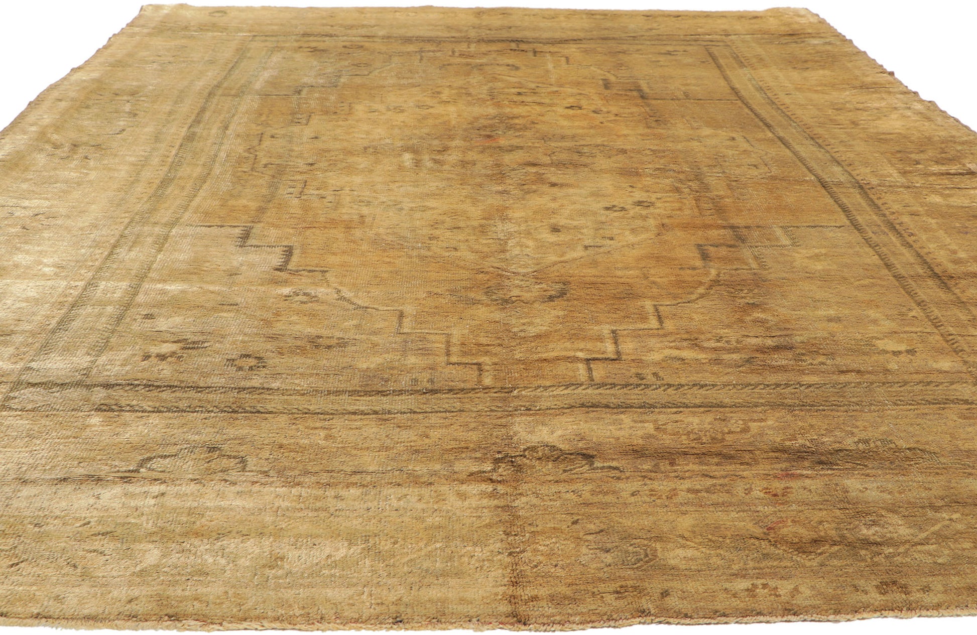 7 x 11 Vintage Turkish Oushak Rug 74093