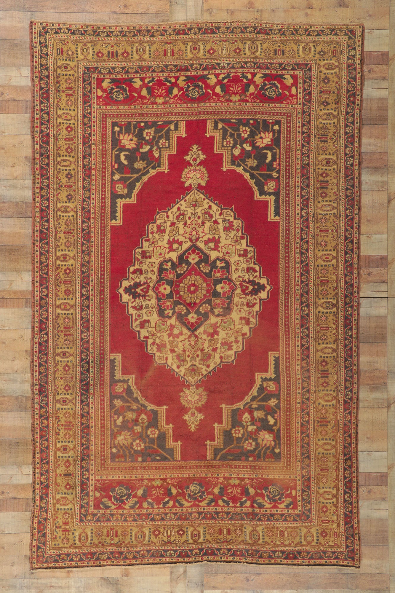 7 x 11 Vintage Turkish Oushak Rug 74095