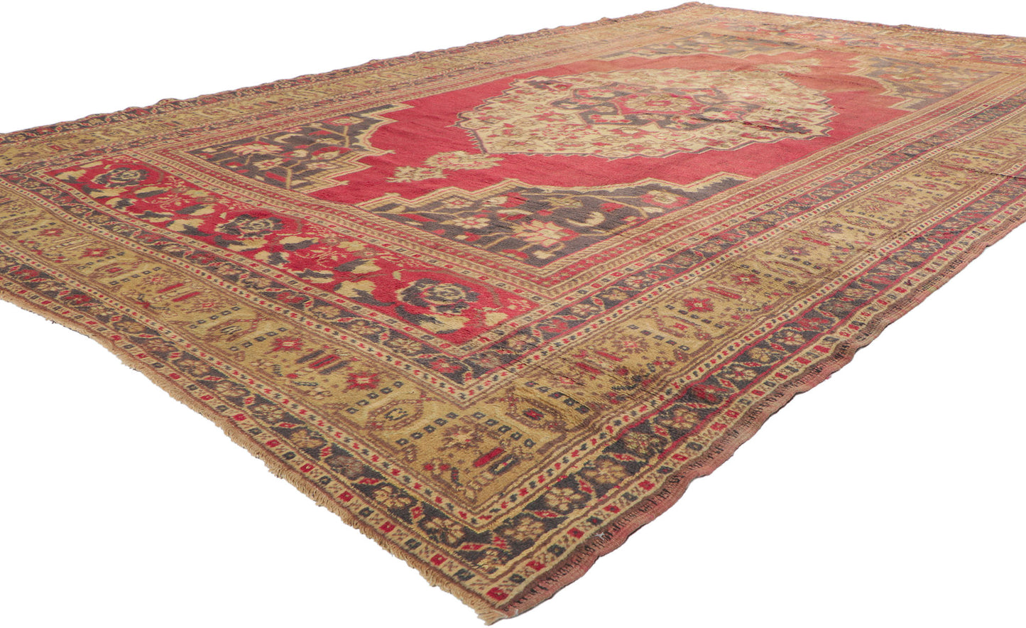 7 x 11 Vintage Turkish Oushak Rug 74095