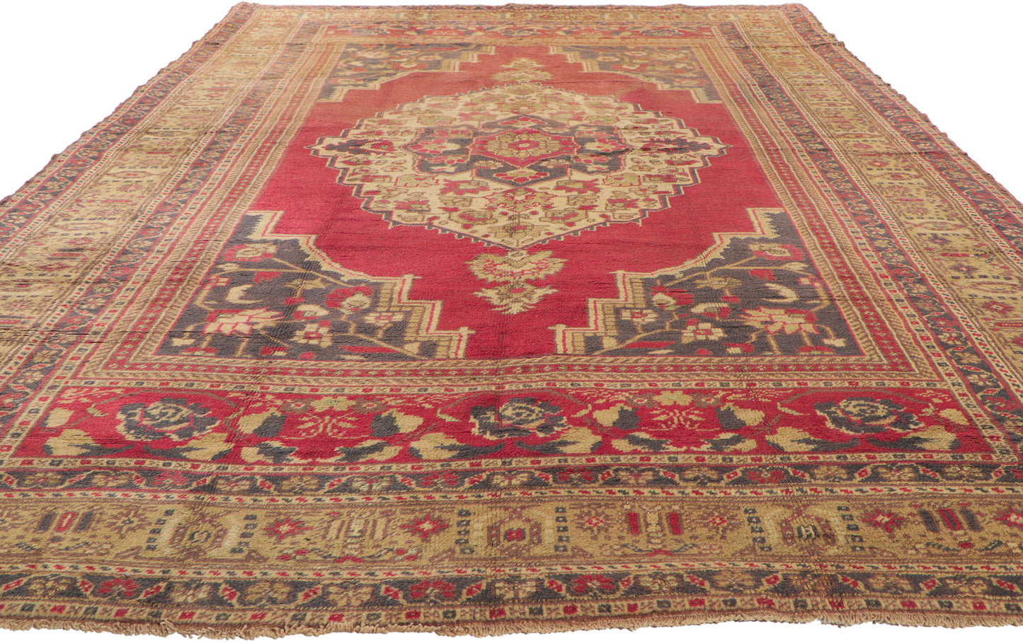 7 x 11 Vintage Turkish Oushak Rug 74095