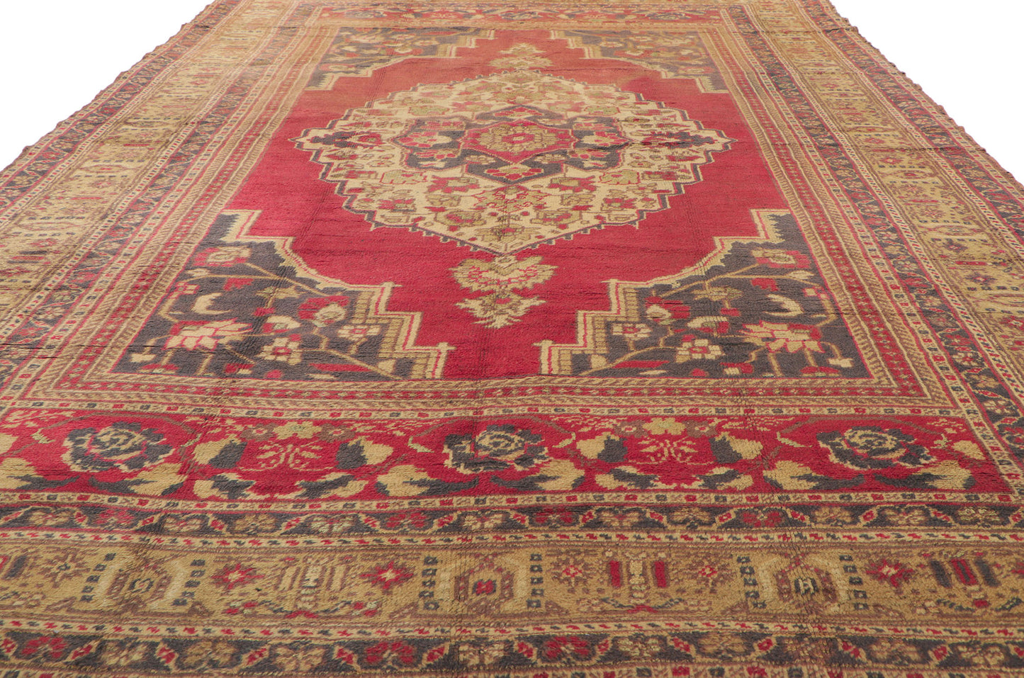 7 x 11 Vintage Turkish Oushak Rug 74095