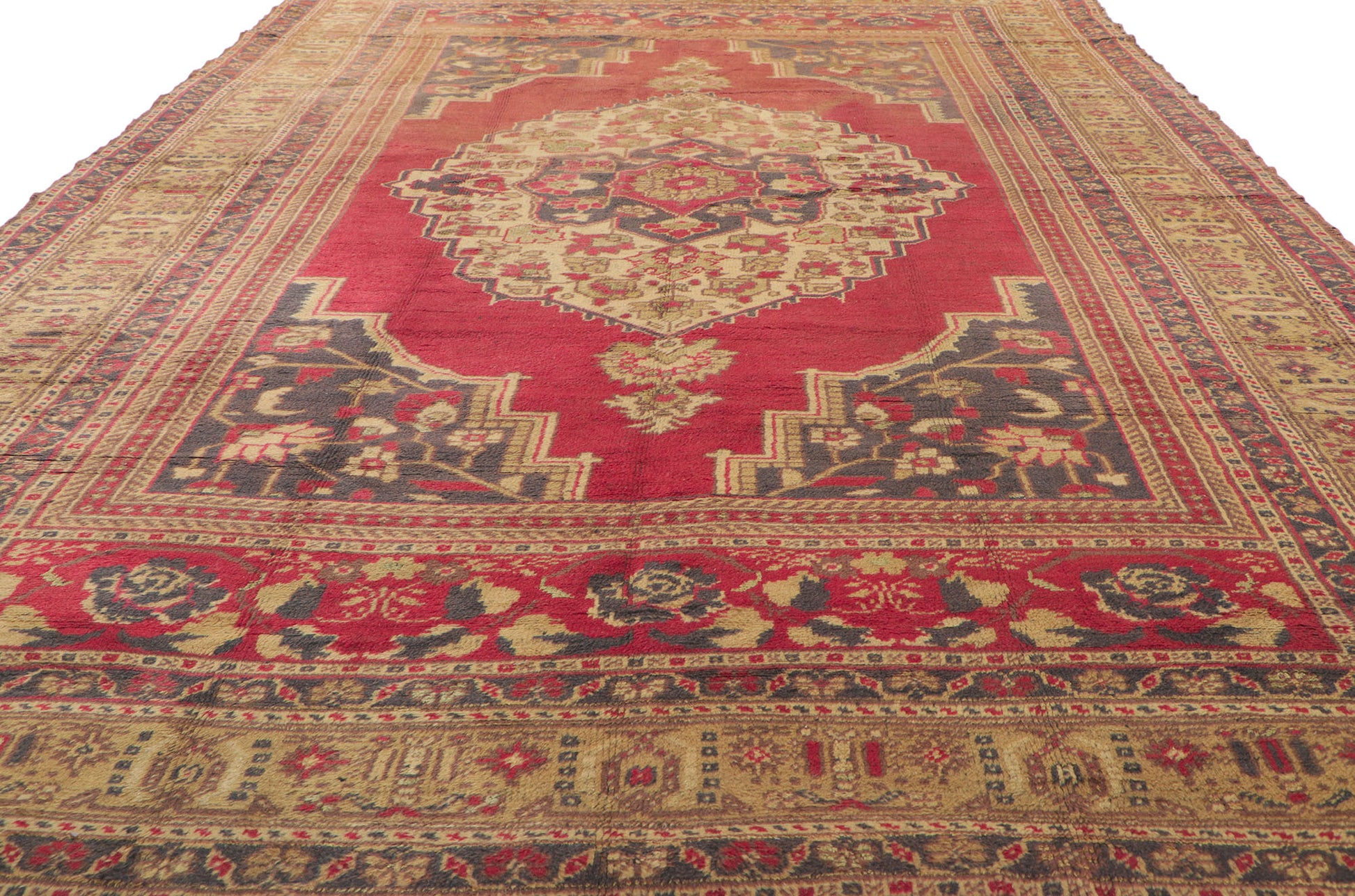 7 x 11 Vintage Turkish Oushak Rug 74095