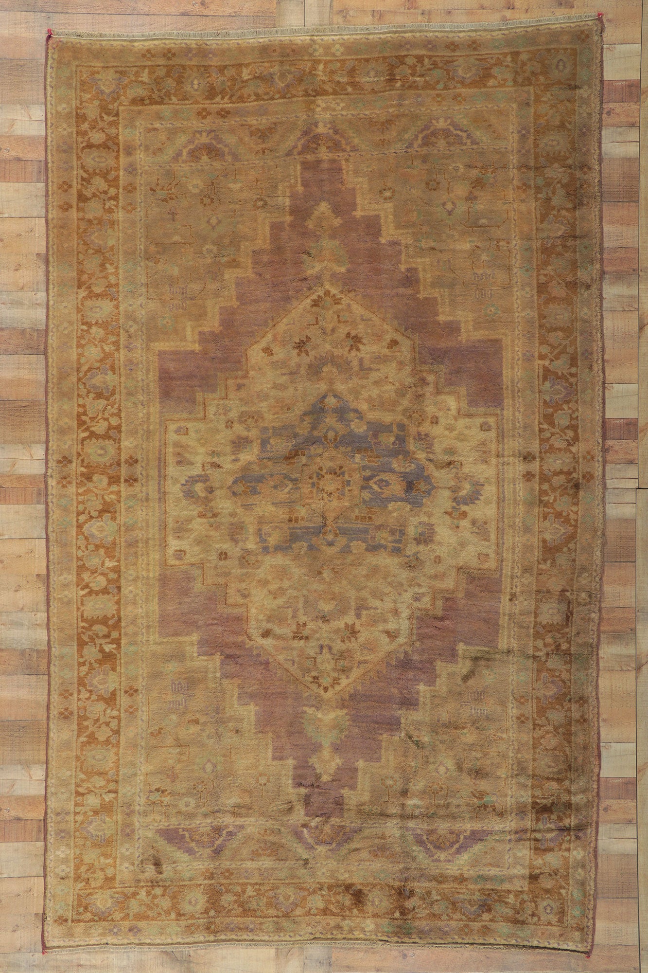 7 x 11 Vintage Turkish Oushak Rug 74113