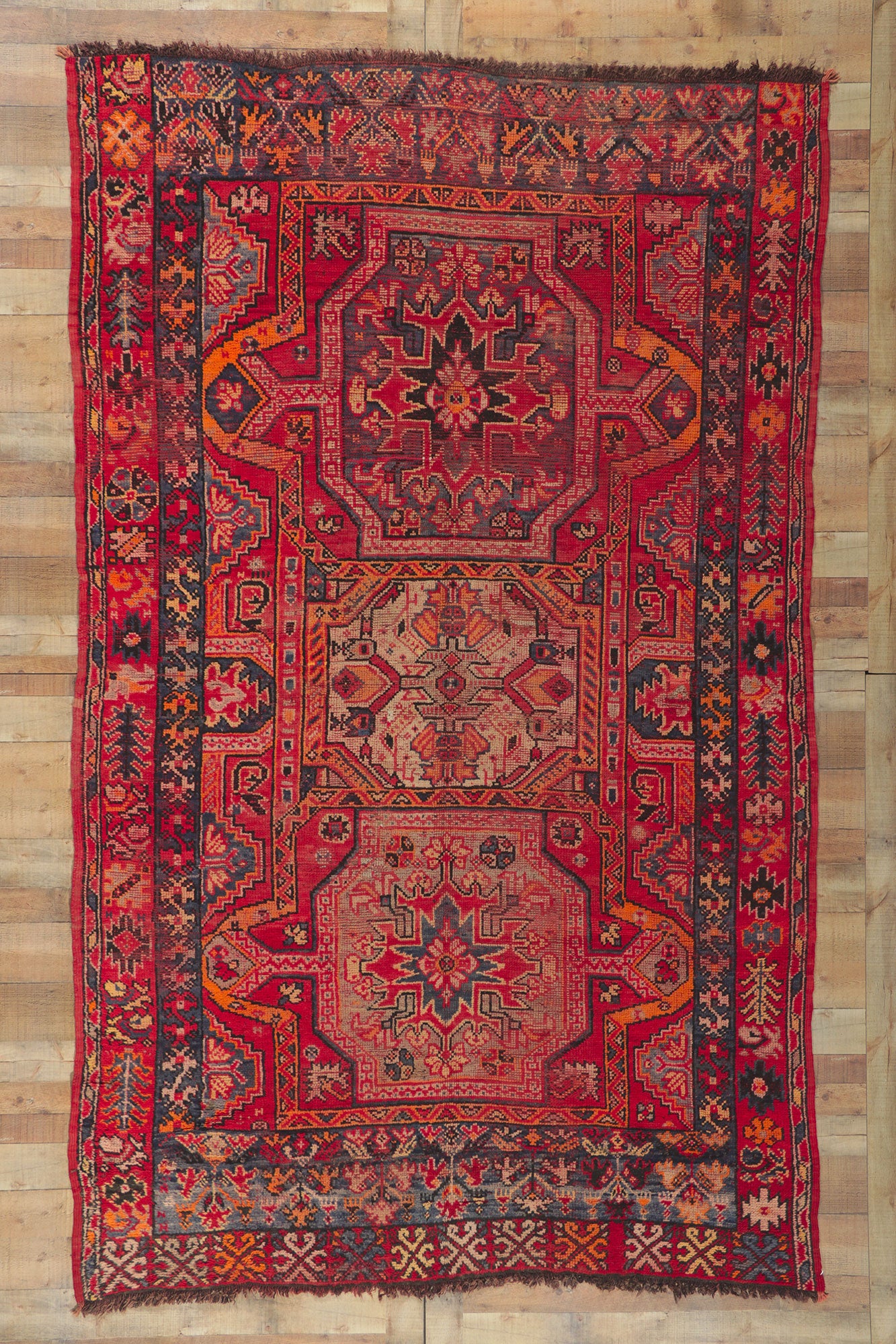 7 x 11 Vintage Red Turkish Oushak Rug 74925