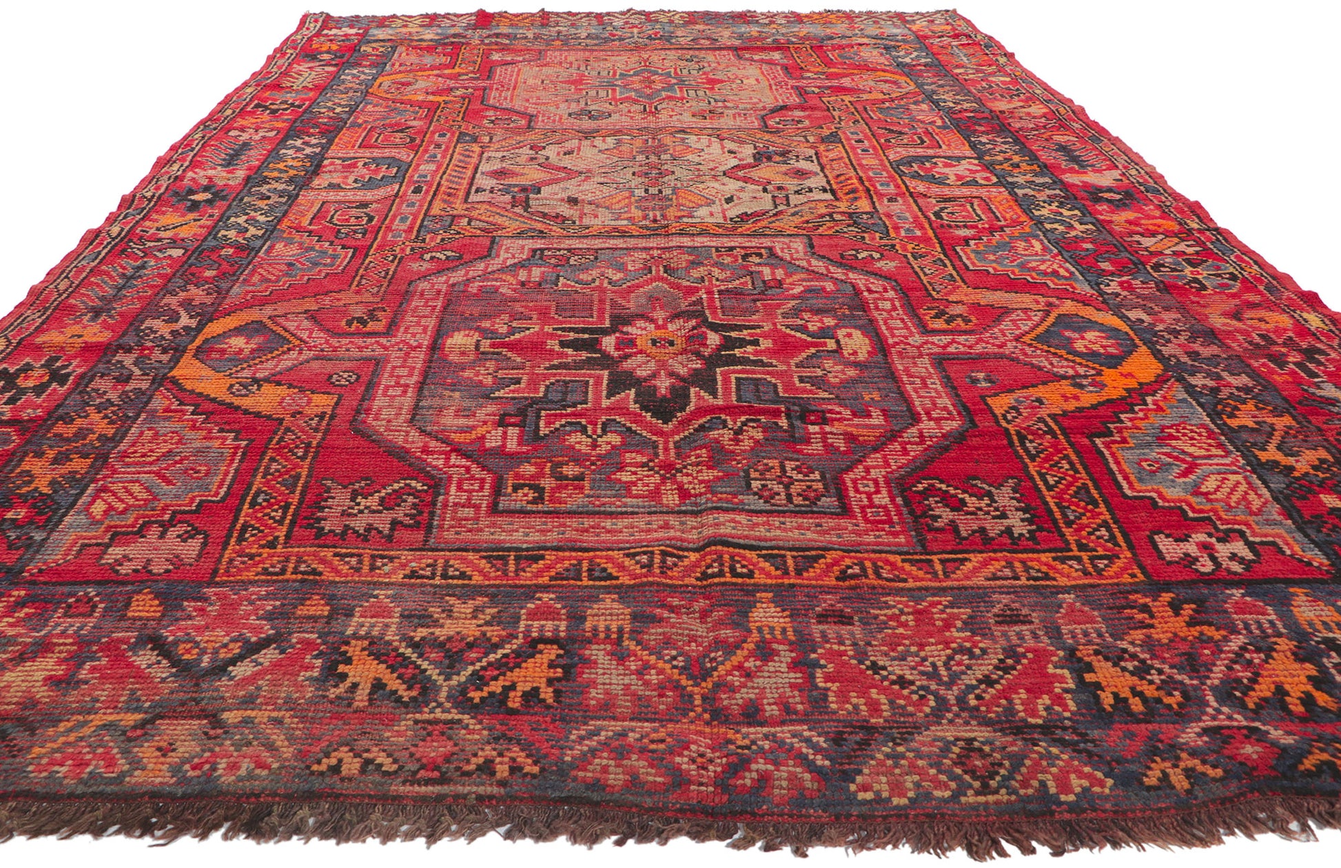 7 x 11 Vintage Red Turkish Oushak Rug 74925