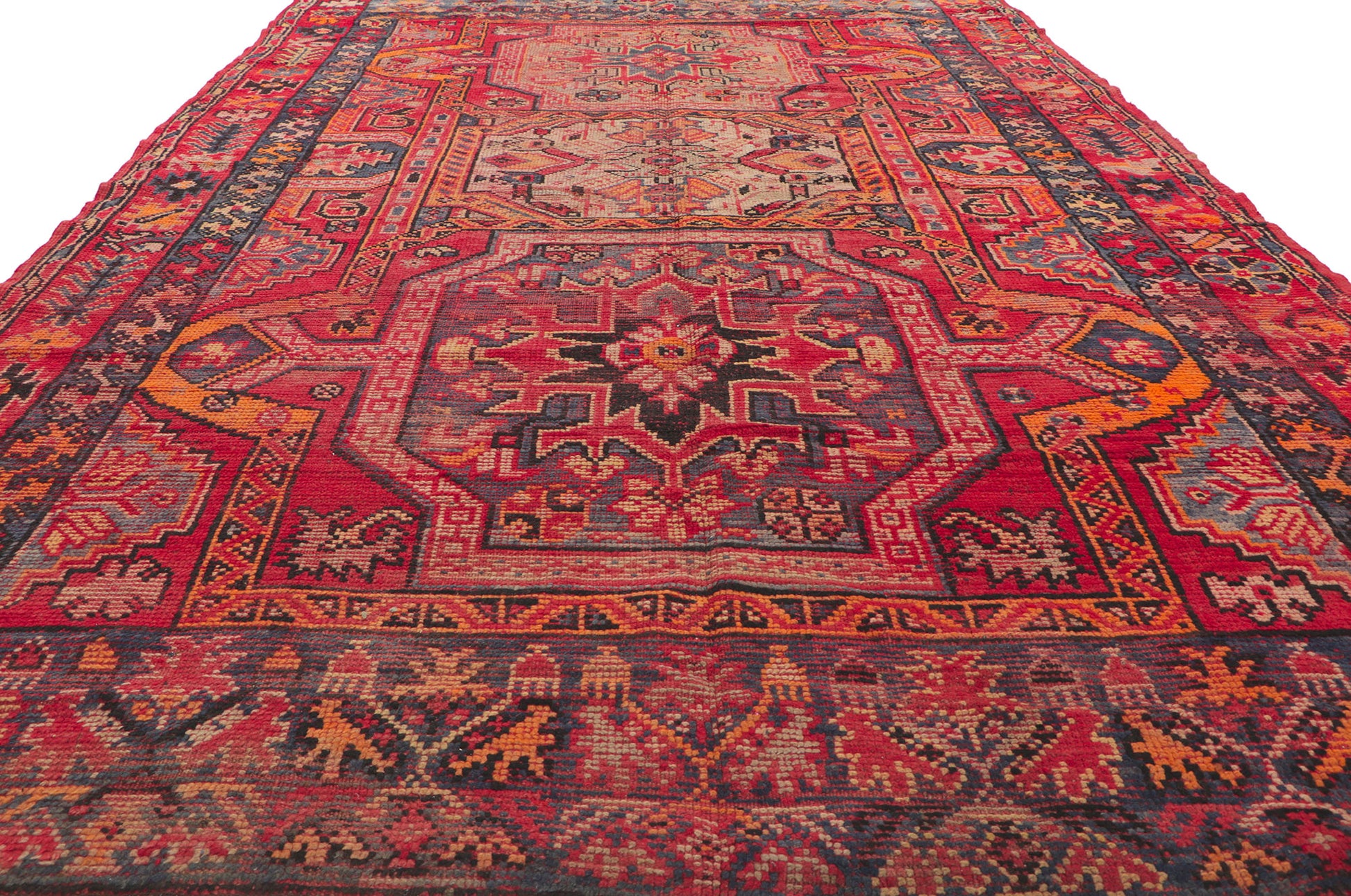 7 x 11 Vintage Red Turkish Oushak Rug 74925