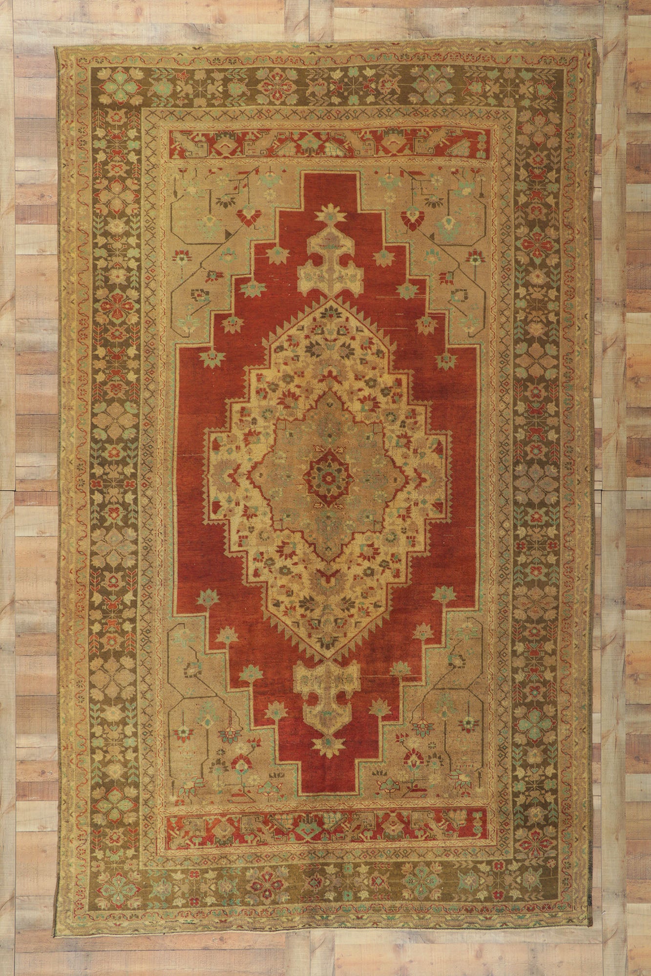 7 x 12 Vintage Turkish Oushak Rug 73983