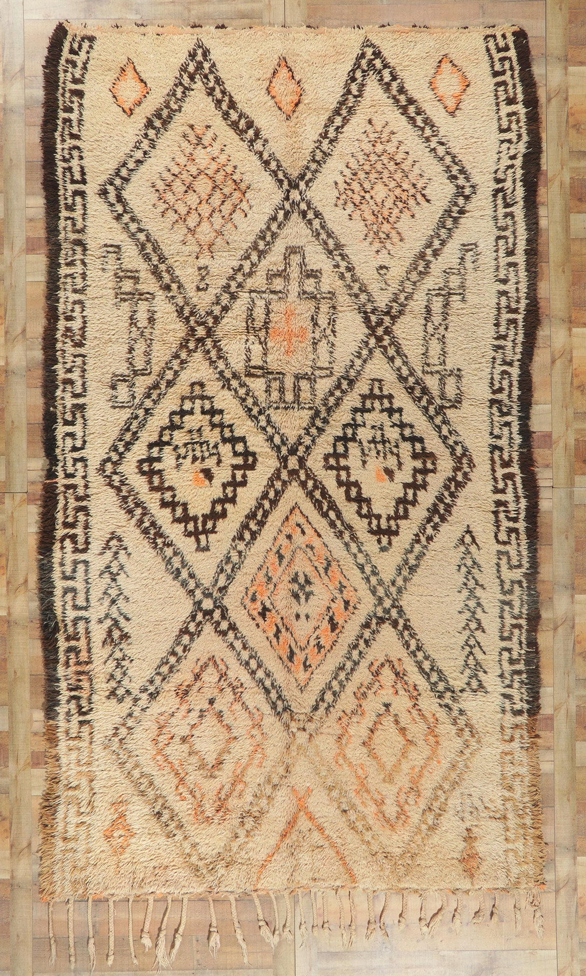 7 x 13 Vintage Moroccan Beni Ourain Rug 78365