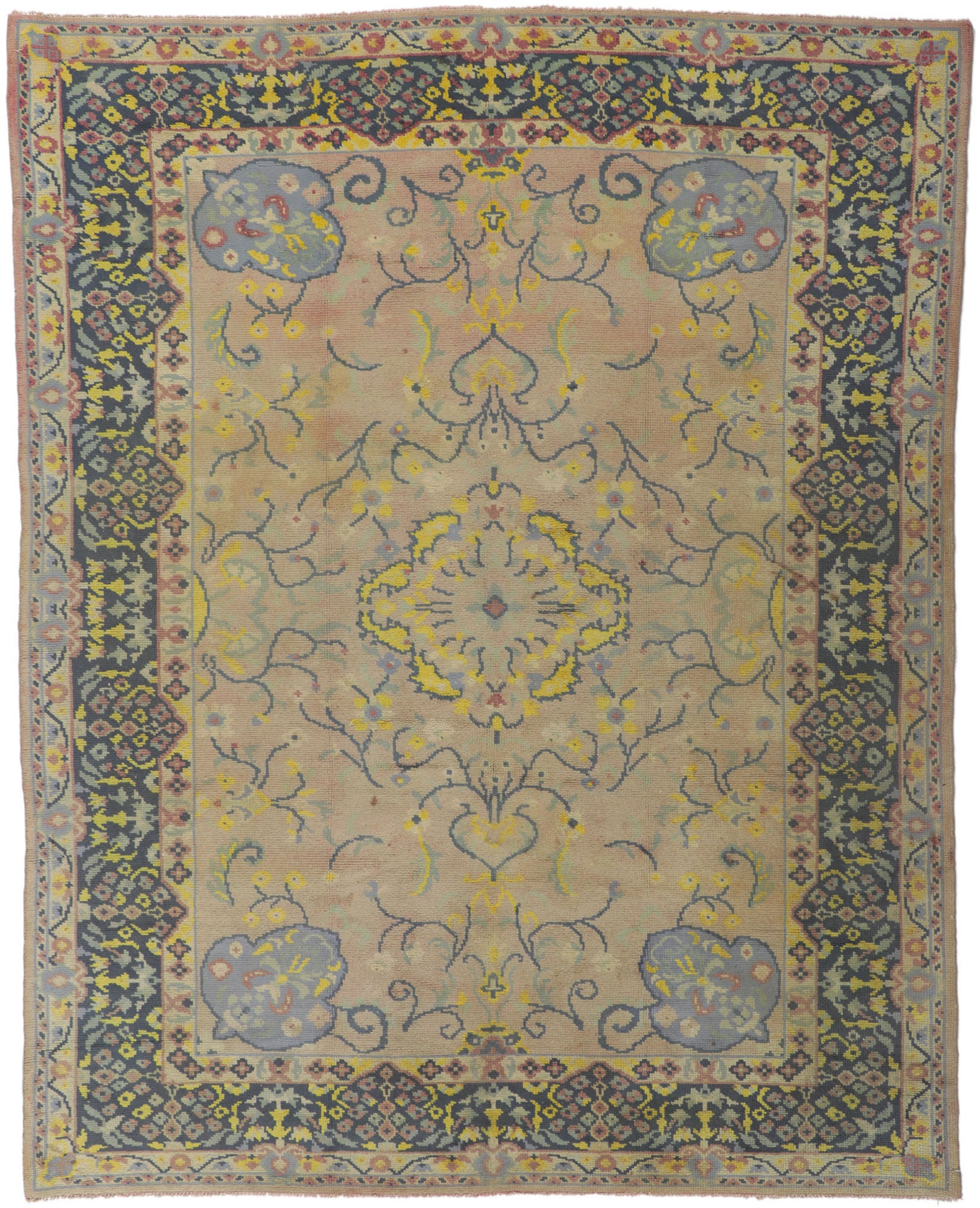 7 x 9 Vintage Turkish Oushak Rug 72323