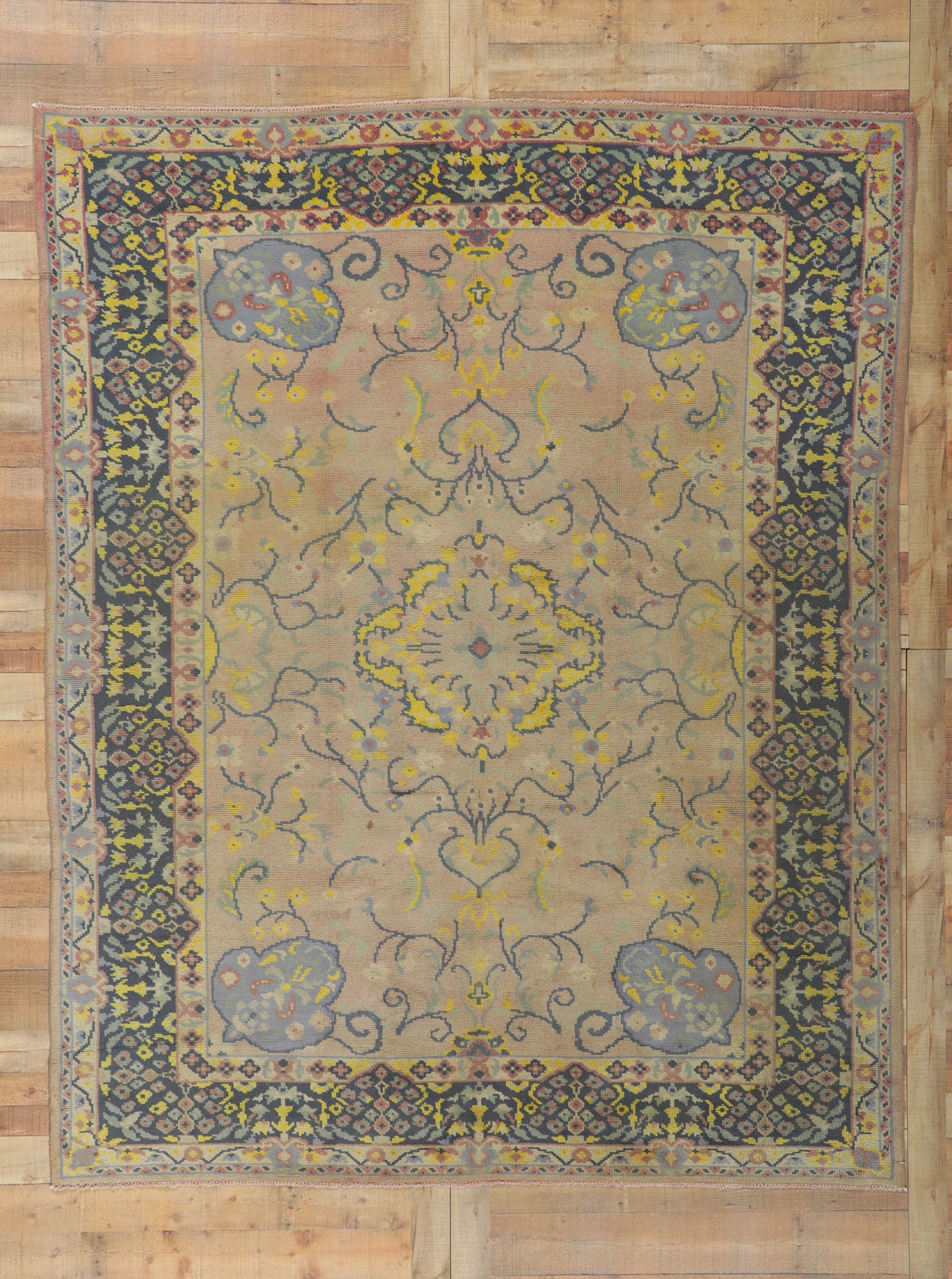 7 x 9 Vintage Turkish Oushak Rug 72323