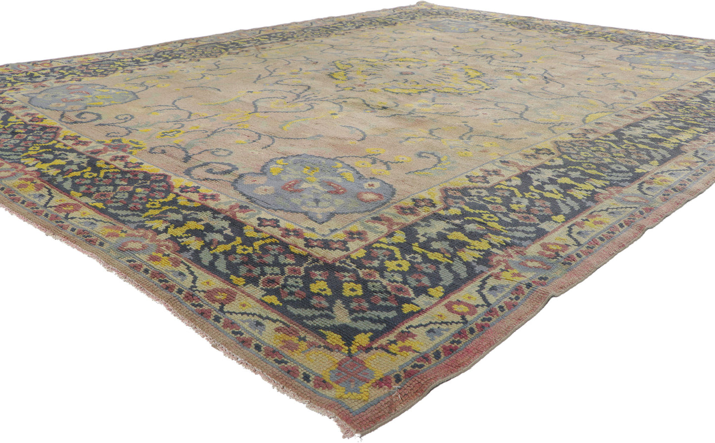 7 x 9 Vintage Turkish Oushak Rug 72323