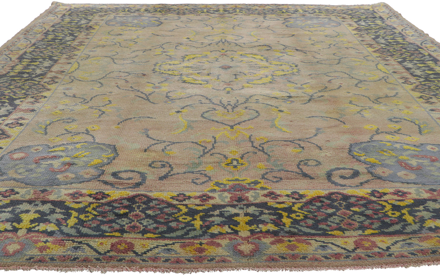 7 x 9 Vintage Turkish Oushak Rug 72323