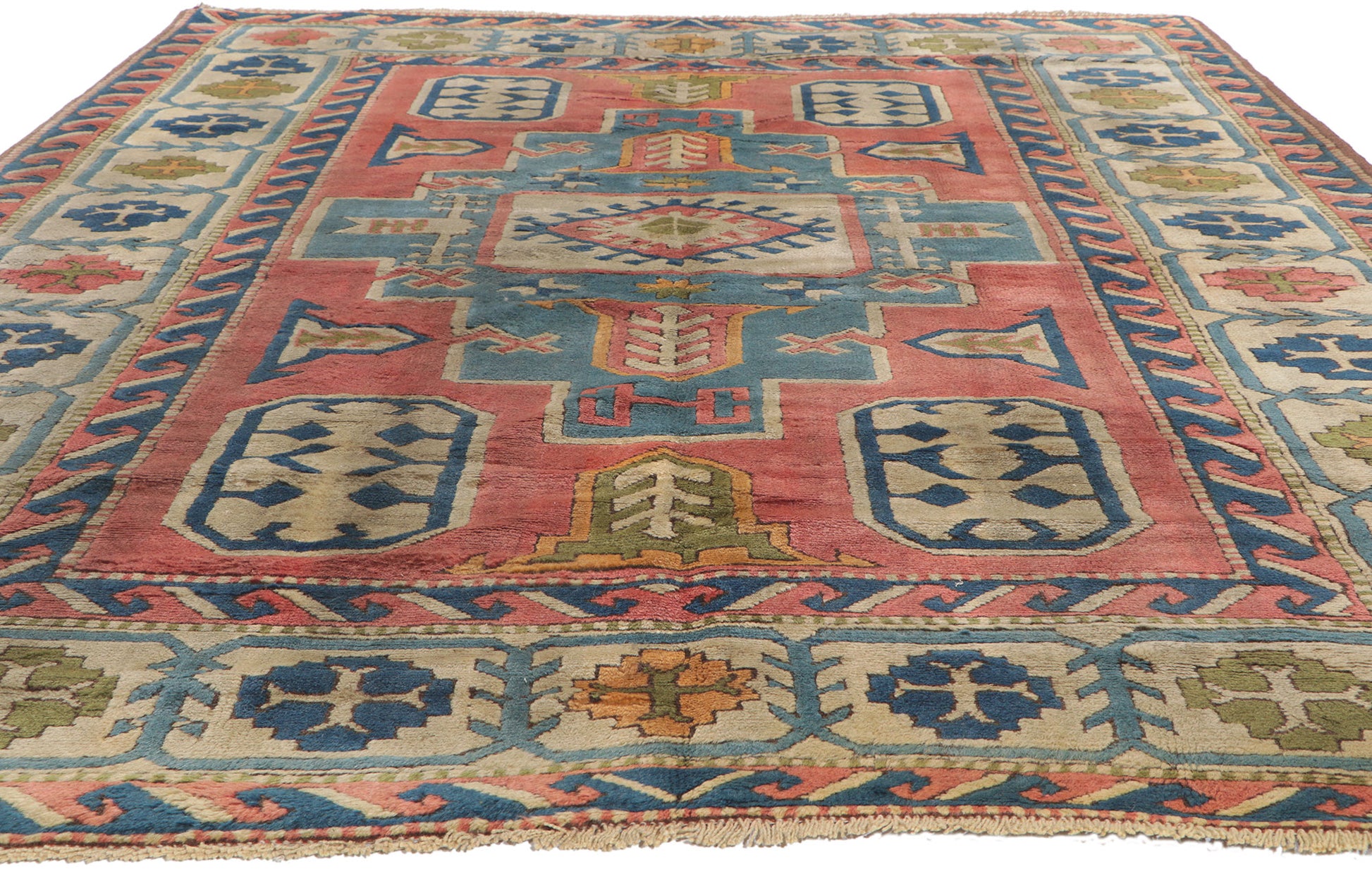 7 x 9 Vintage Turkish Oushak Rug 74752