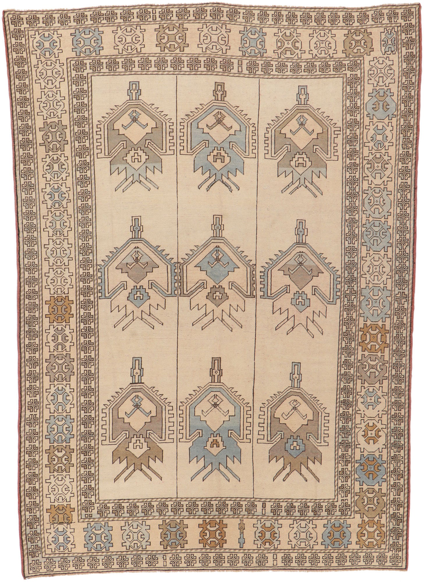 7 x 10 Vintage Turkish Oushak Rug 53684