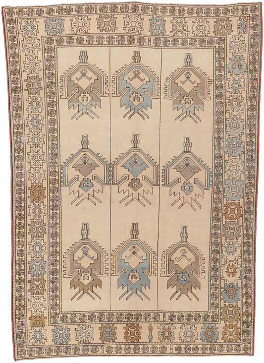 7 x 10 Vintage Turkish Oushak Rug 53684