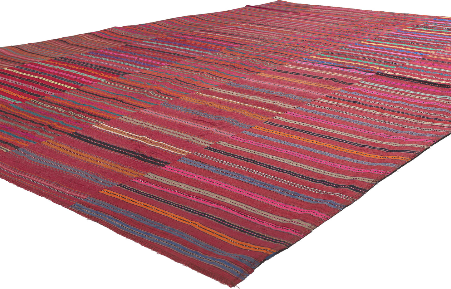 7 x 10 Vintage Turkish Striped Kilim Rug 60649