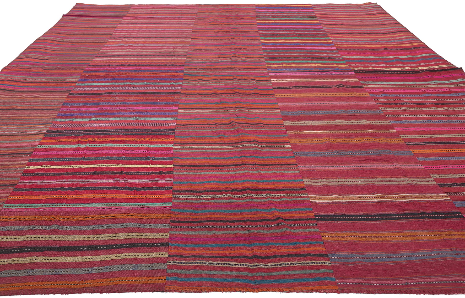 7 x 10 Vintage Turkish Striped Kilim Rug 60649