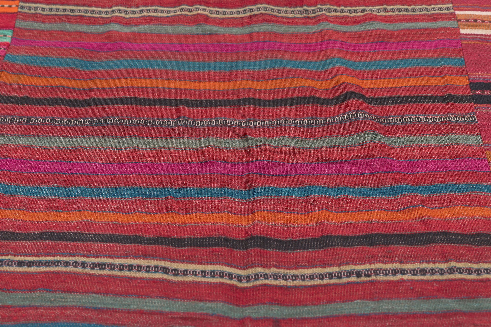 7 x 10 Vintage Turkish Striped Kilim Rug 60649