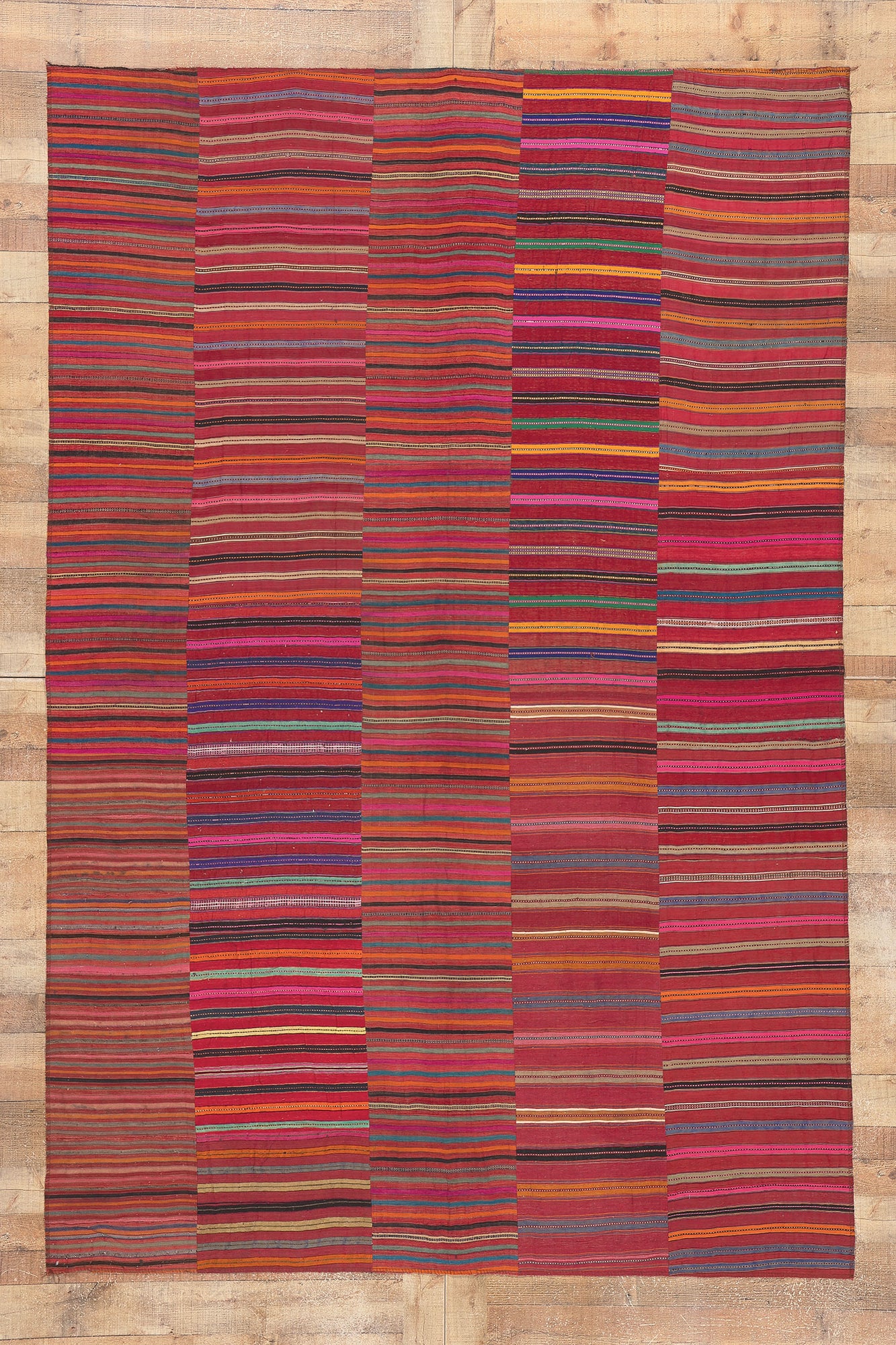 7 x 10 Vintage Turkish Striped Kilim Rug 60649