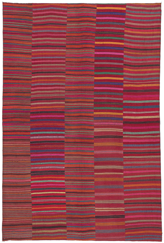 7 x 10 Vintage Turkish Striped Kilim Rug 60649