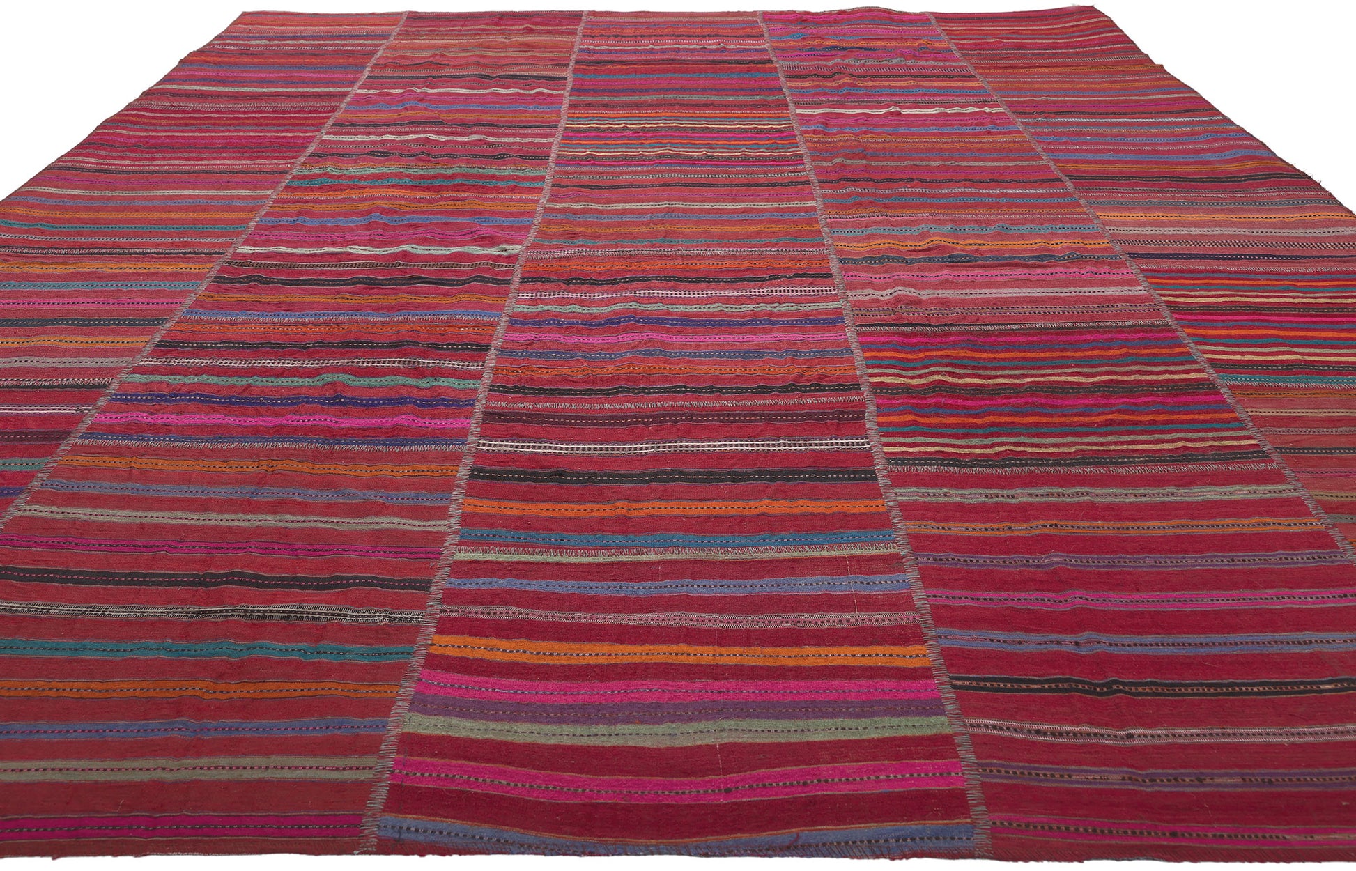 7 x 11 Vintage Turkish Striped Kilim Rug 60648