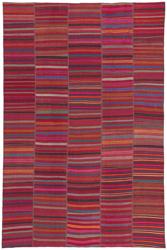 7 x 11 Vintage Turkish Striped Kilim Rug 60648