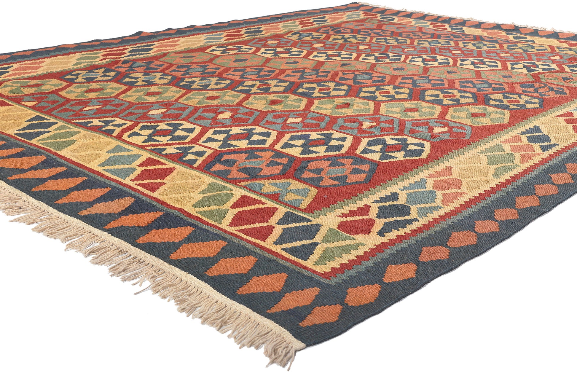 7 x 9 Vintage Persian Shiraz Kilim Rug 61232