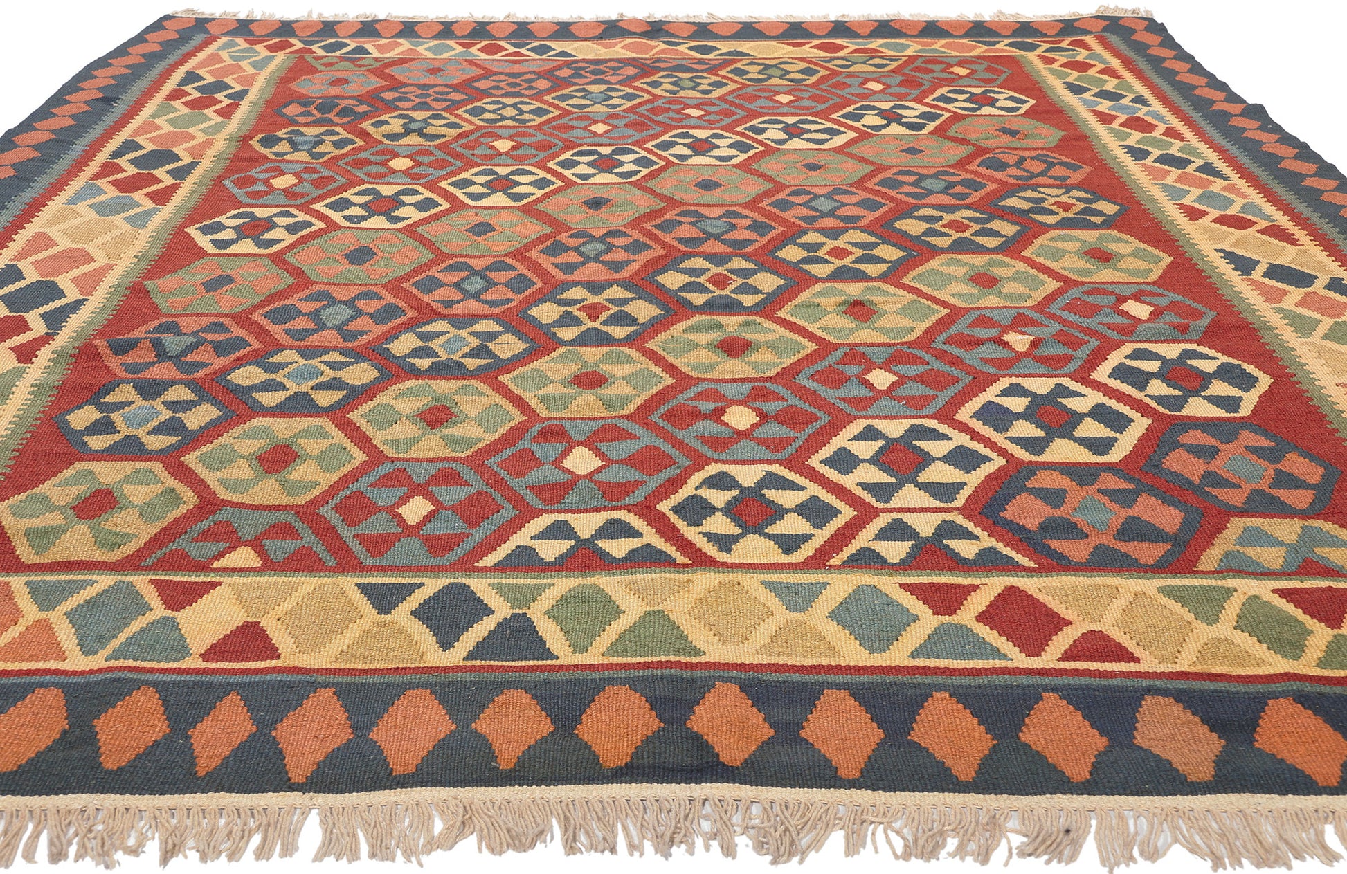 7 x 9 Vintage Persian Shiraz Kilim Rug 61232