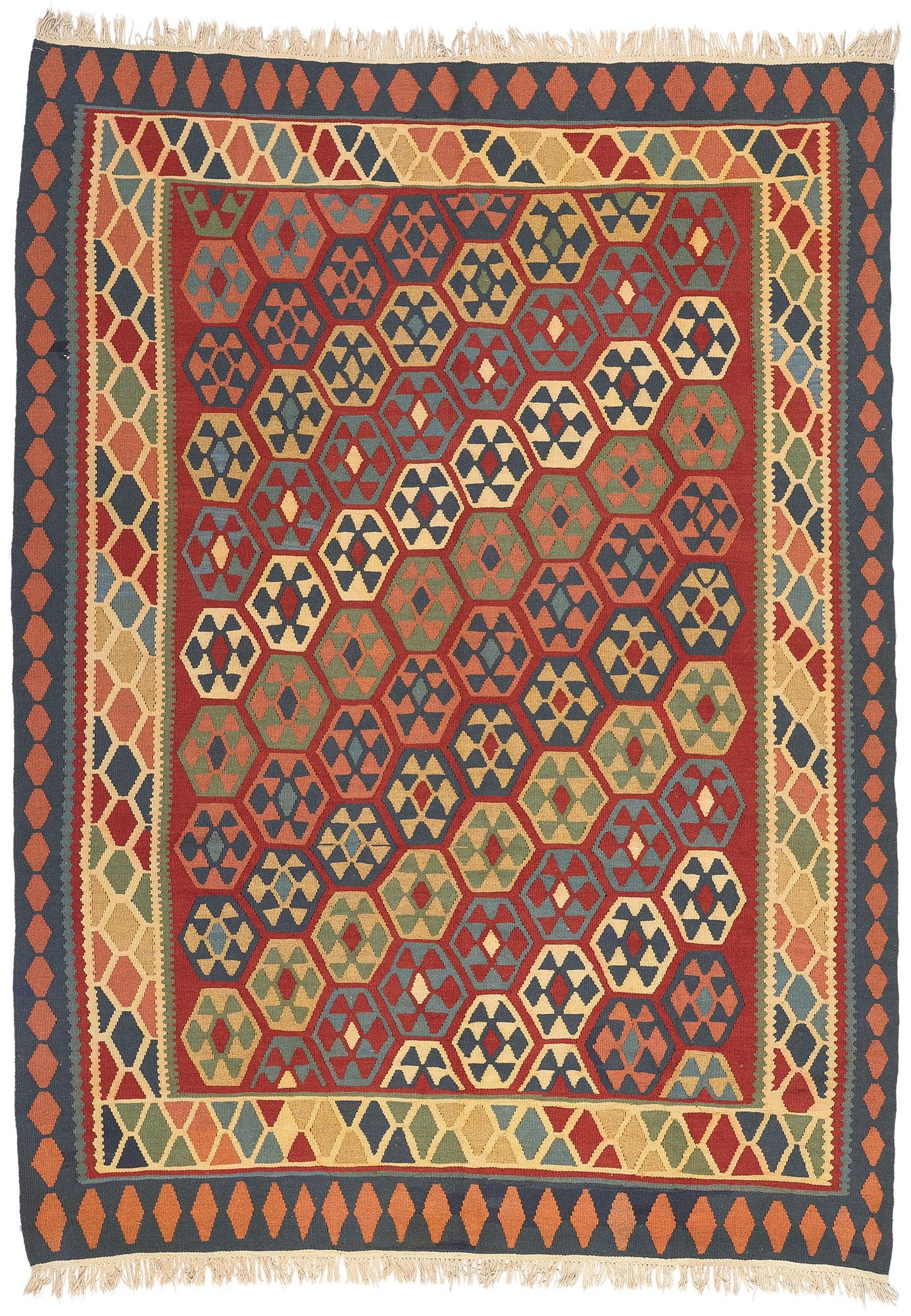7 x 9 Vintage Persian Shiraz Kilim Rug 61232