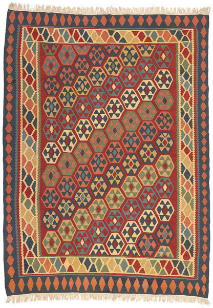 7 x 9 Vintage Persian Shiraz Kilim Rug 61232