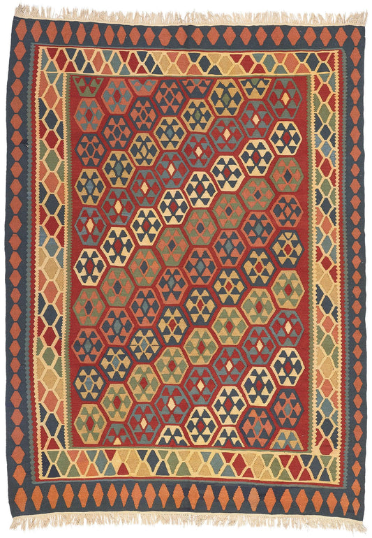 7 x 9 Vintage Persian Shiraz Kilim Rug 61232