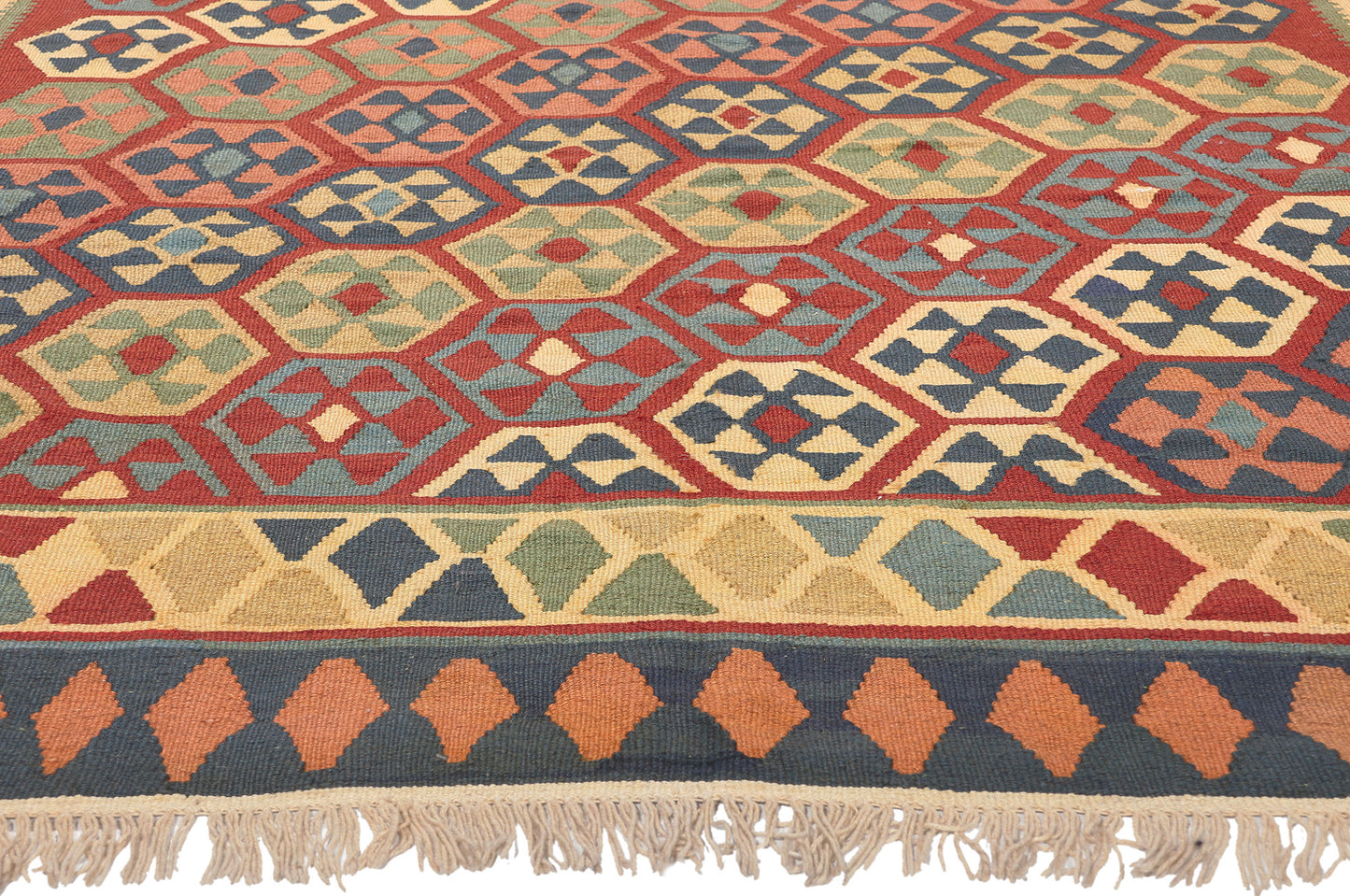7 x 9 Vintage Persian Shiraz Kilim Rug 61232
