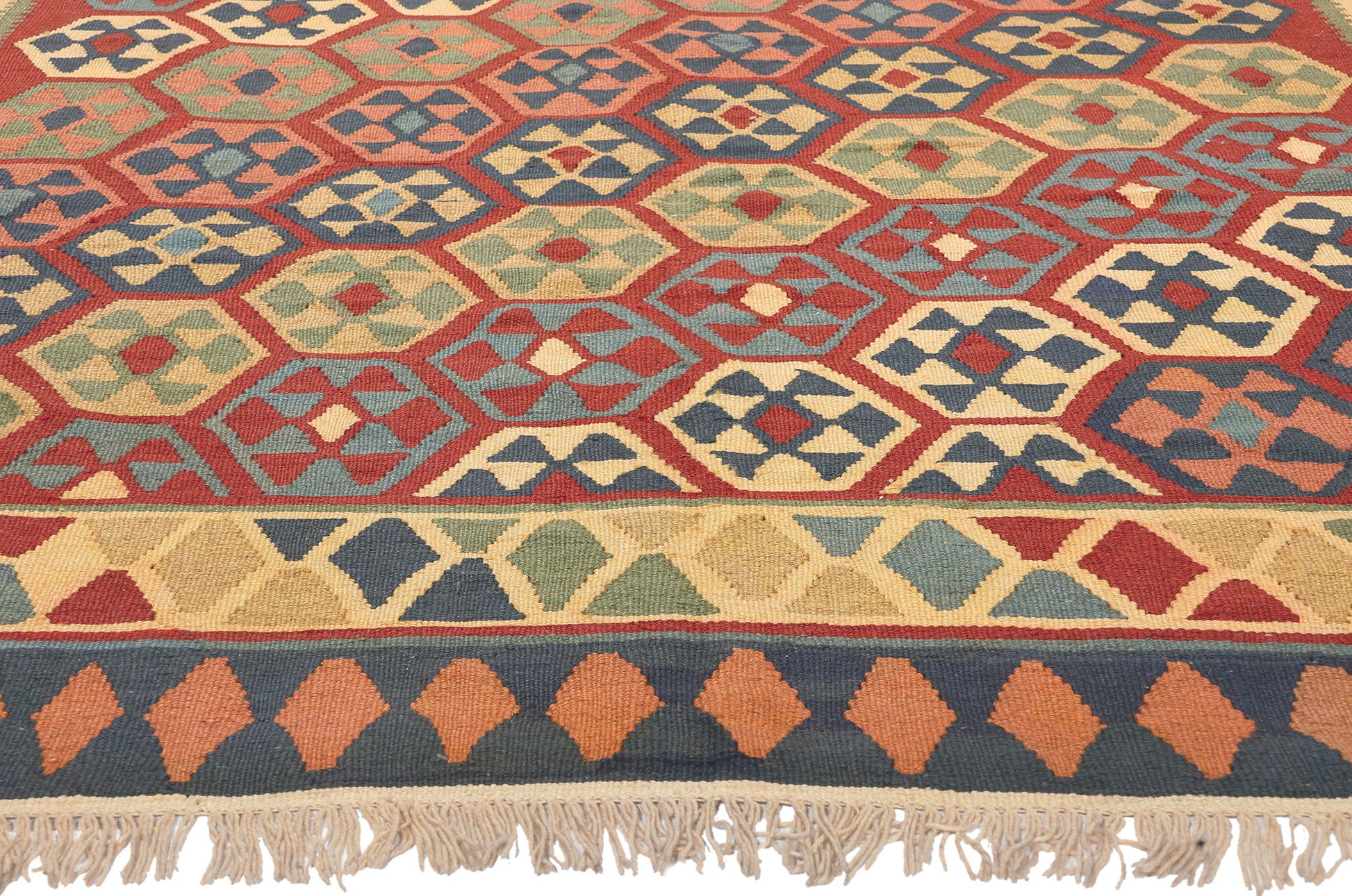 7 x 9 Vintage Persian Shiraz Kilim Rug 61232