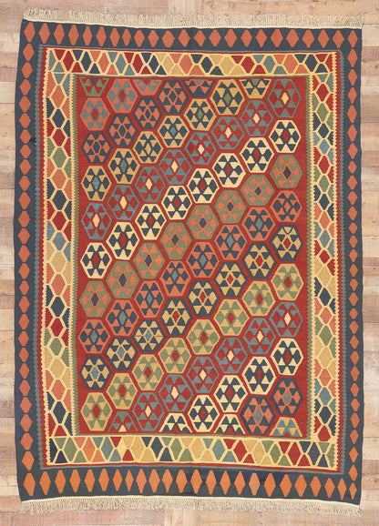 7 x 9 Vintage Persian Shiraz Kilim Rug 61232