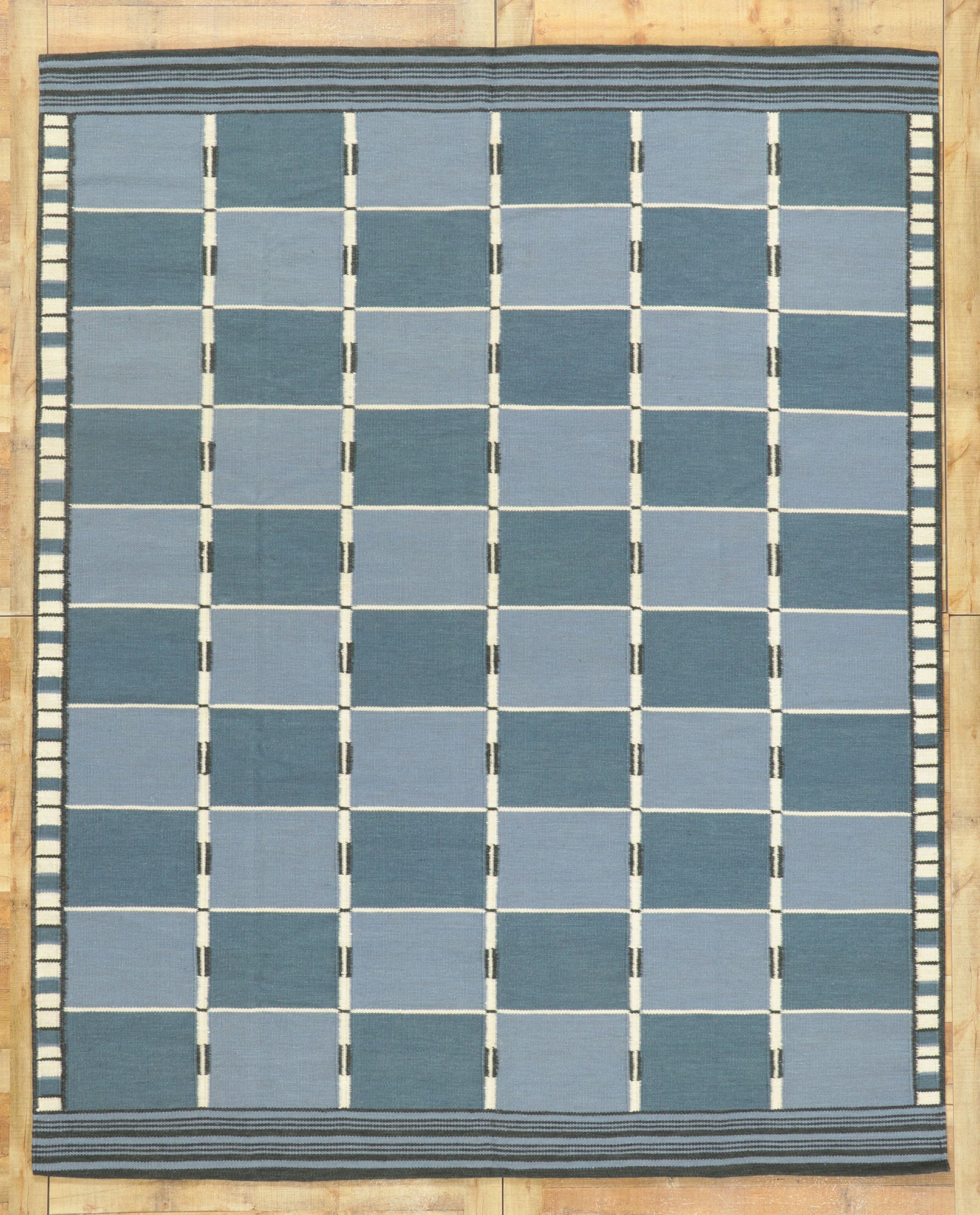 8 x 10 Blue Swedish Inspired Kilim Rug 30939