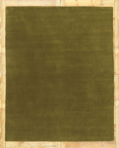 8 x 10 Solid Olive Green Modern Rug 30925