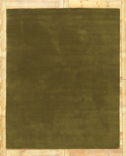 8 x 10 Solid Olive Green Modern Rug 30928