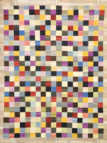 10 x 13 Vintage Checkered Afghan Kilim Rug 80094