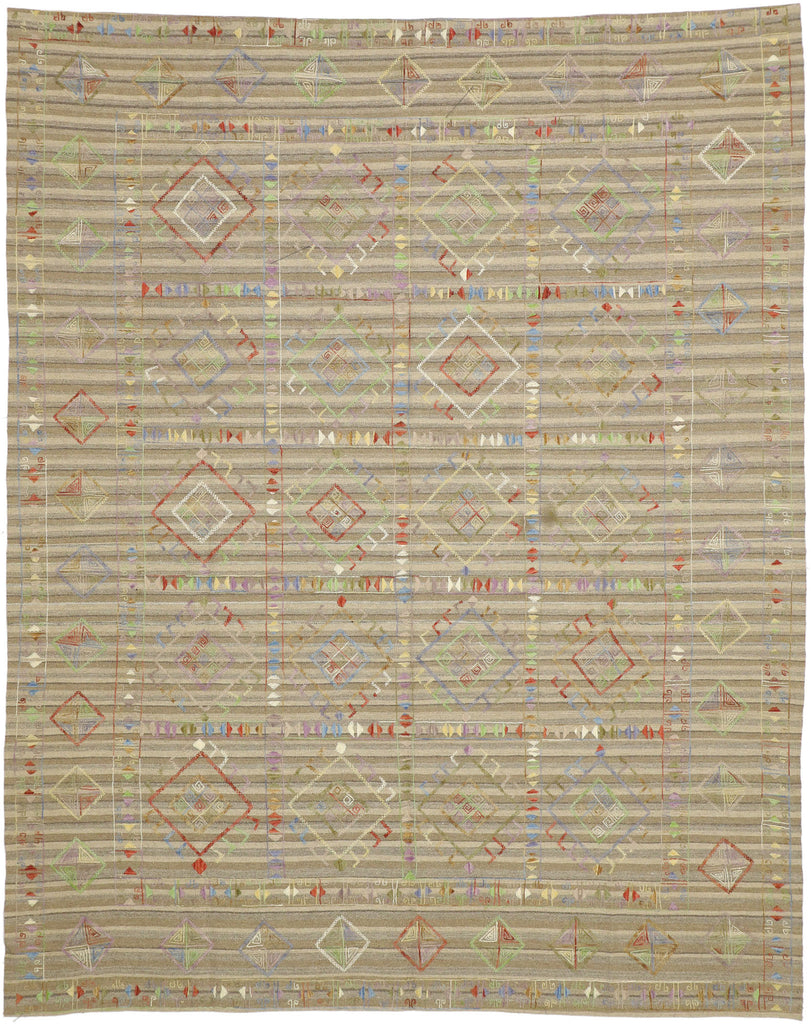8 x 10 Vintage Uzbek Afghan Kilim Rug 80100