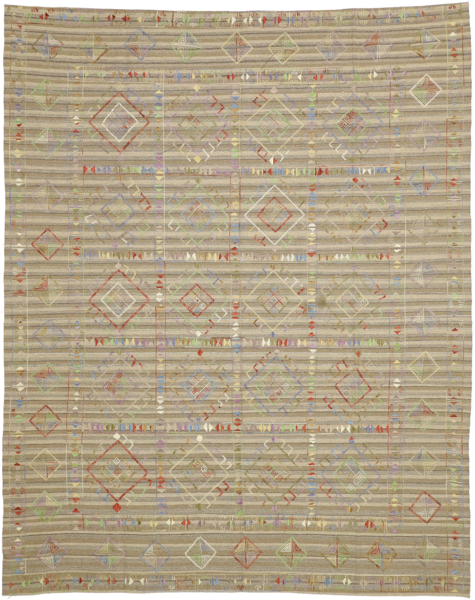 8 x 10 Vintage Uzbek Afghan Kilim Rug 80100